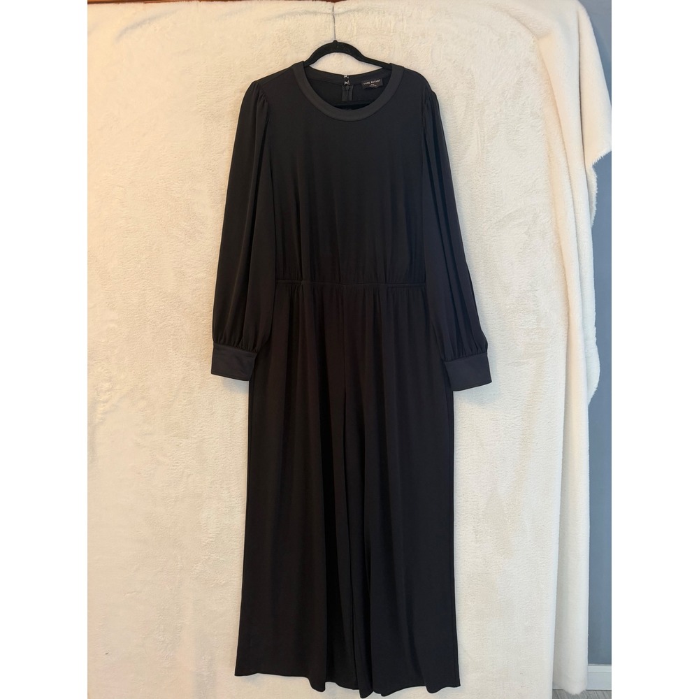 Lane Bryant Jumpsuit Womens 18/20 Black Matte Jersey Wide Leg Blouson Sleeve NWT